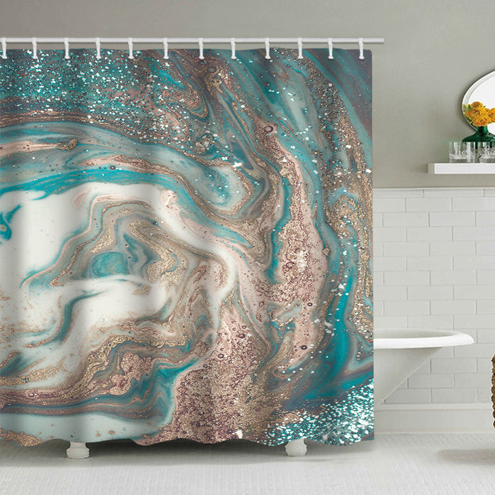 Artistic Marble Design Shower Curtain Bowlift