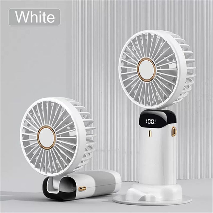 Unisex One Size Foldable Rechargeable Hand Fan with LED Battery Status Indicator and Removable Charging Station Bowlift