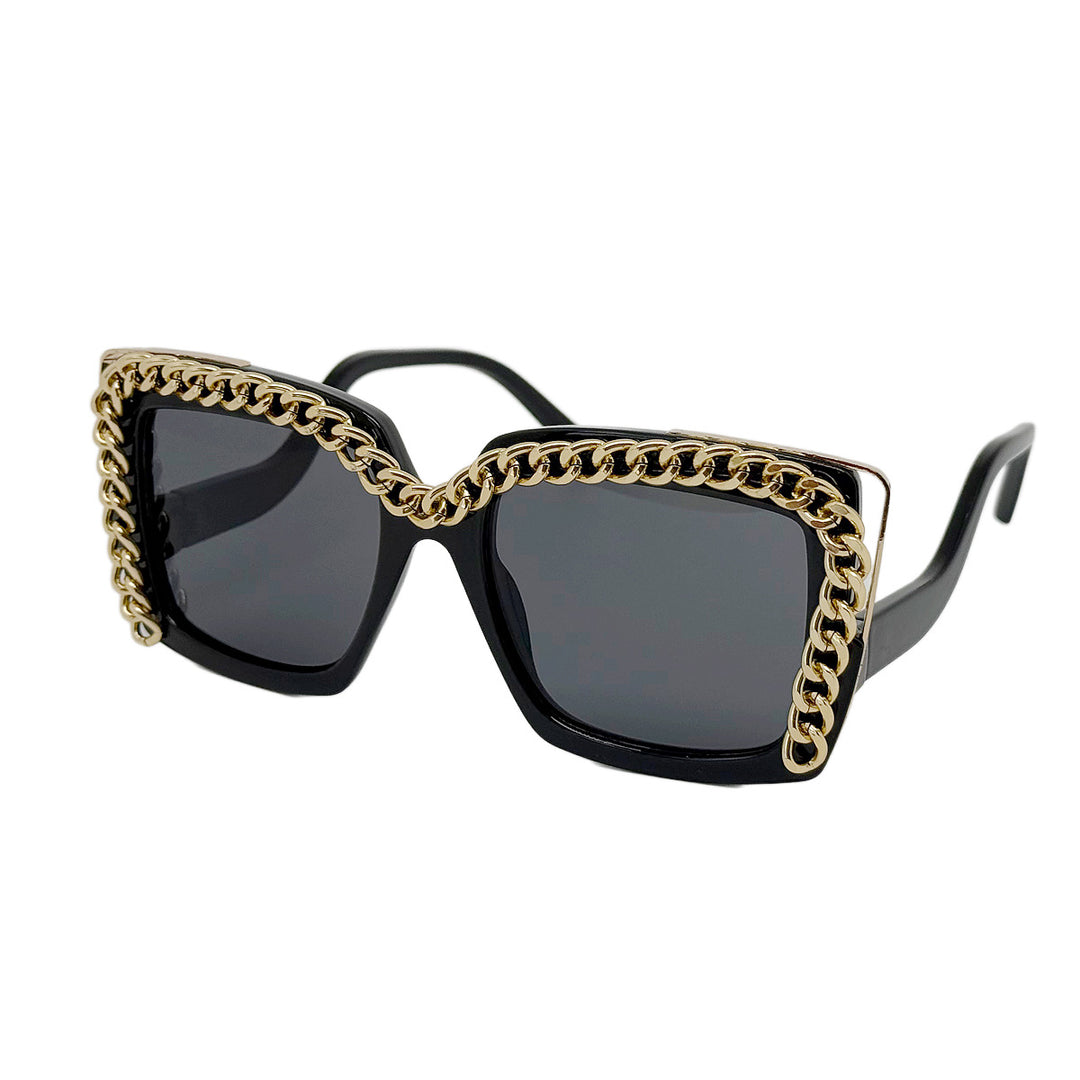Women's fashionable oversized sunglasses with chain frame Bowlift