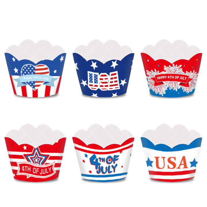 Unisex nan Patriotic Cupcake Wrappers Set for Independence Day Party with Scalloped Edges and Printed Stars Stripes Bowlift