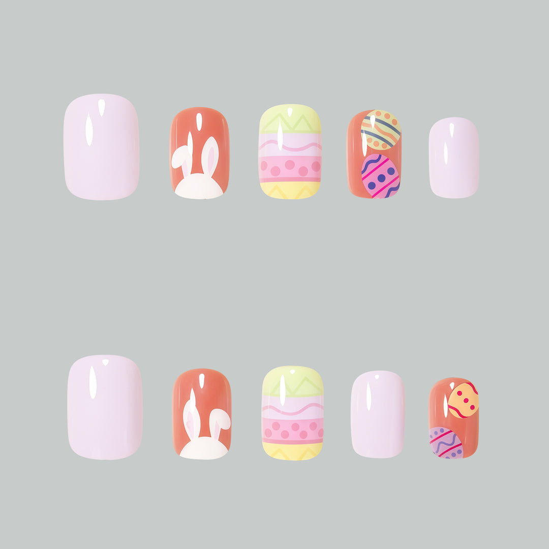 Decorative Easter-Themed Press-On Nail Art Bowlift