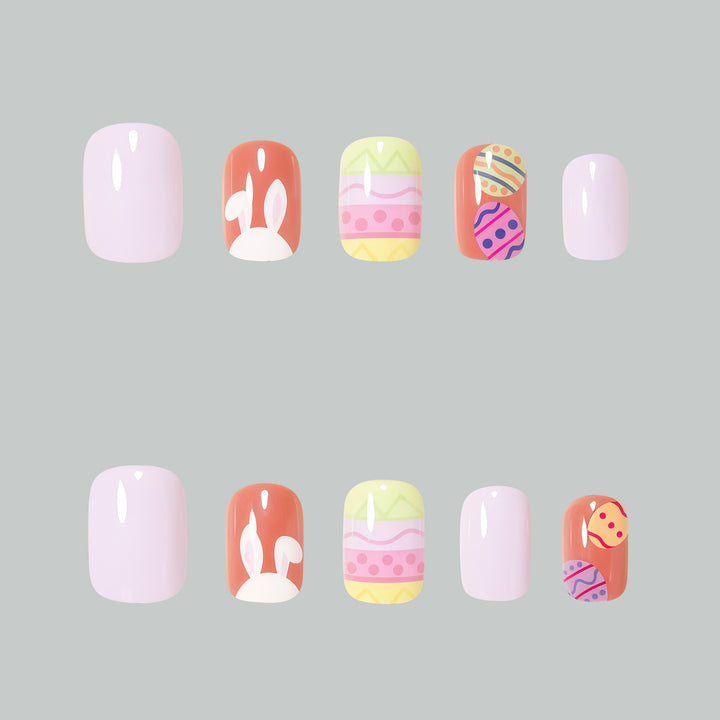 Decorative Easter-Themed Press-On Nail Art Bowlift