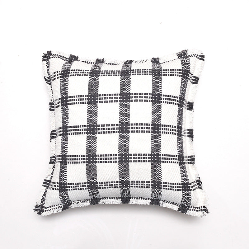 Soft Textured Plaid Decorative Throw Pillow