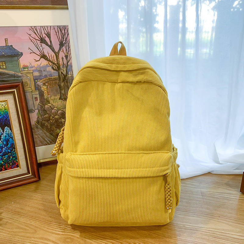 Textured Corduroy Laptop Backpack Bowlift