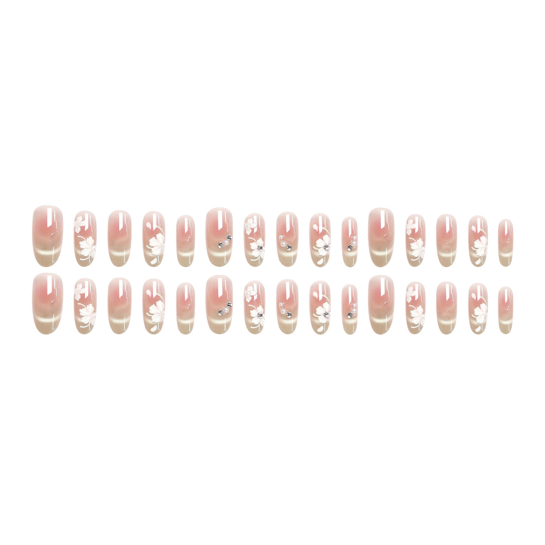 Artificial nail set with elegant floral accents Bowlift
