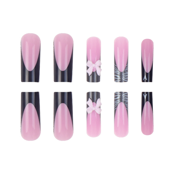 Stylish Artistic Press-On Nails with 3D Bow Design Bowlift