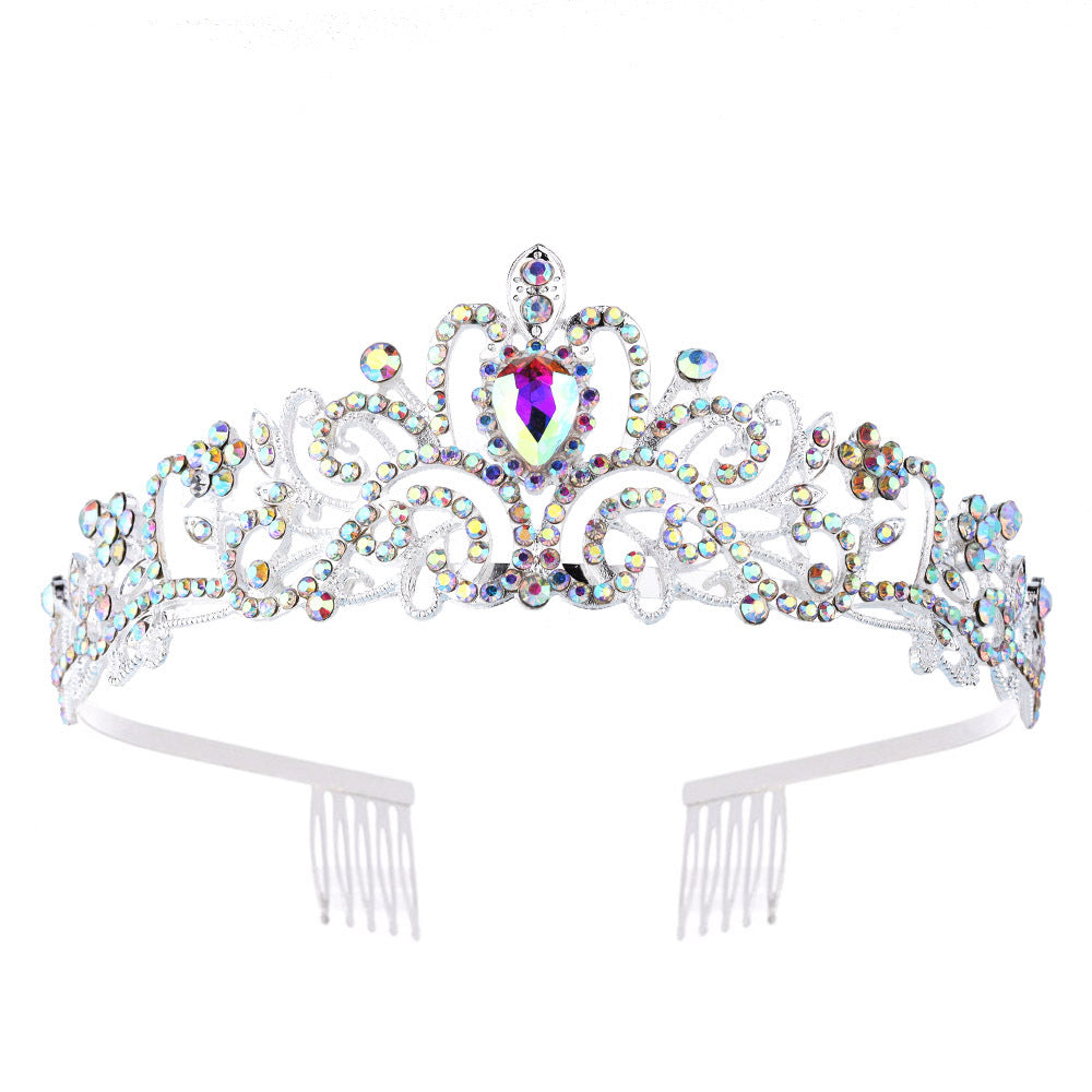 Ladies Sparkling Crystal Tiara with Filigree Design Bowlift