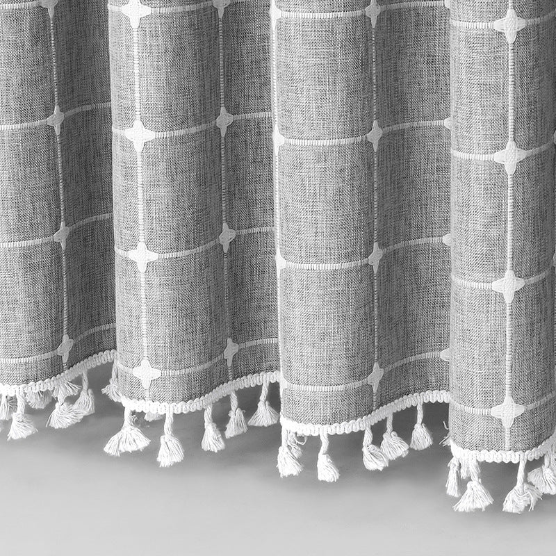 Textured Grid Design Window Curtain Bowlift