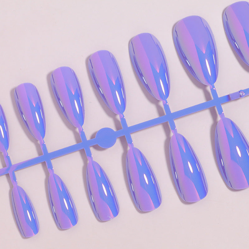 Glossy Press-On Nails Set with Iridescent Finish Bowlift