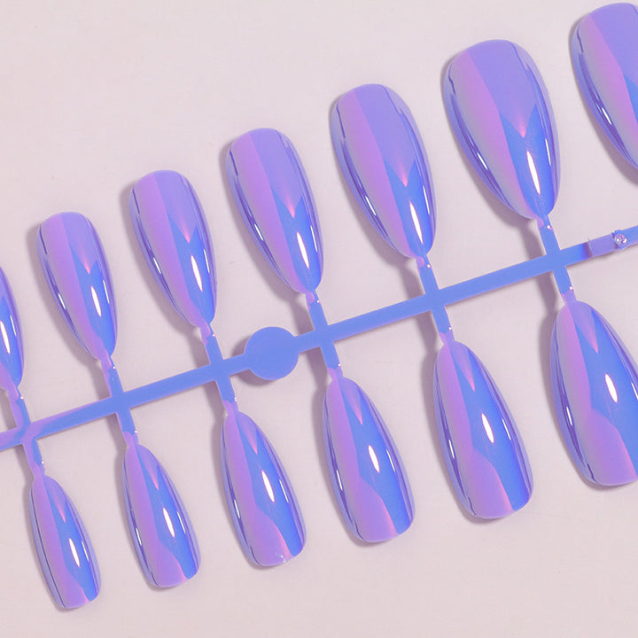Glossy Press-On Nails Set with Iridescent Finish Bowlift