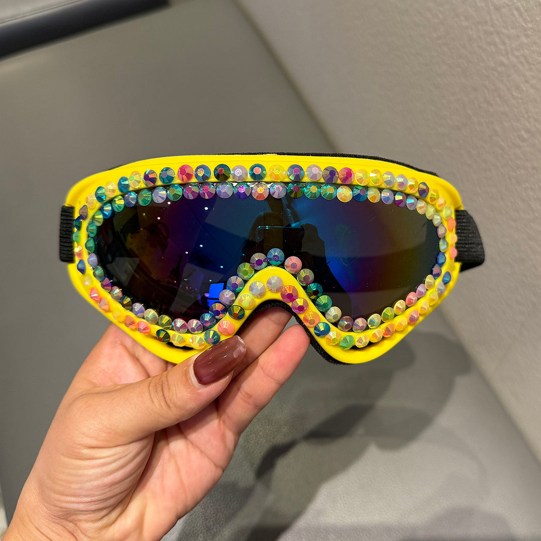 Ladies Ski Goggles with Sparkling Crystal Frame Bowlift