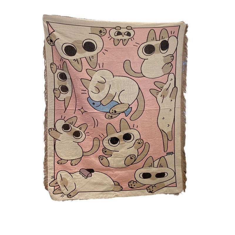 Cozy Cat-Themed Tapestry Throw Blanket