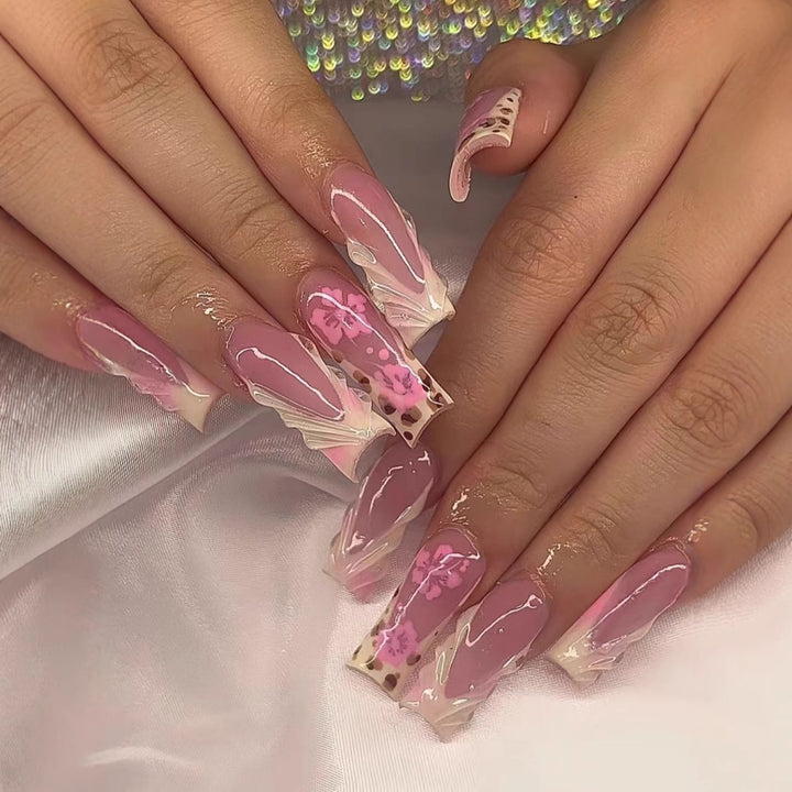 Floral Acrylic Nail Enhancements Bowlift