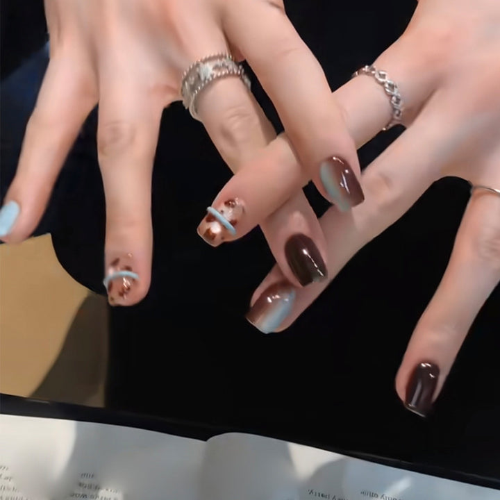 Artistic Press-On Nail Art Set with Unique Designs Bowlift