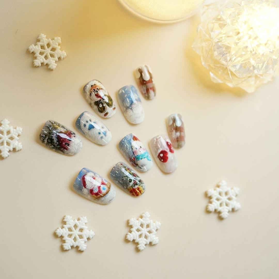 Artistic Press-On Nail Set Bowlift