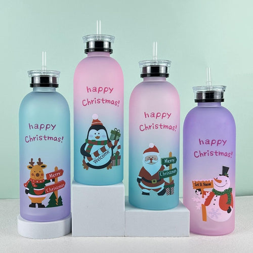 Ladies Motivational Water Bottle with Cheerful Christmas Design Bowlift