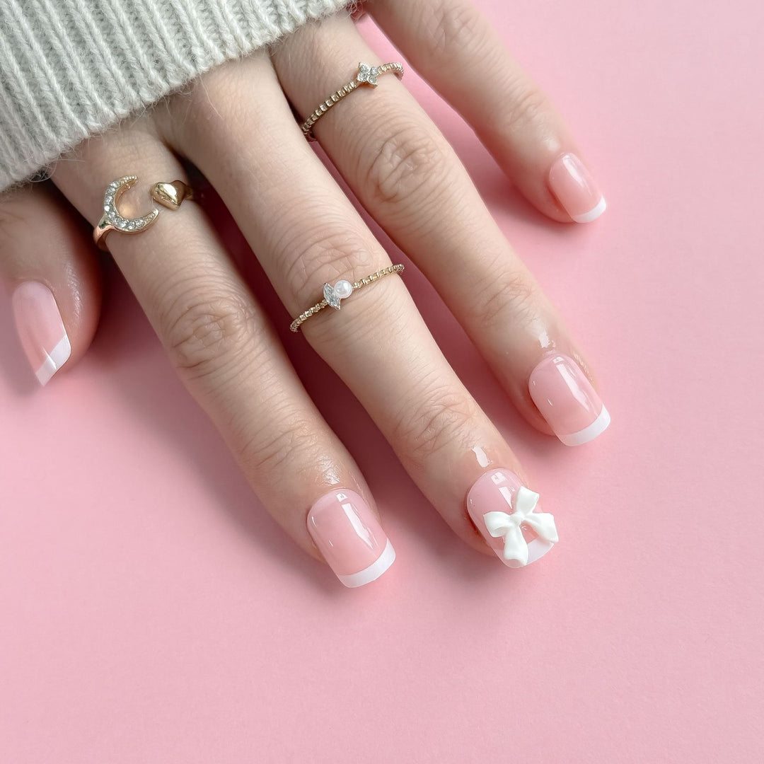 Acrylic Nail Set with Bow Design Bowlift