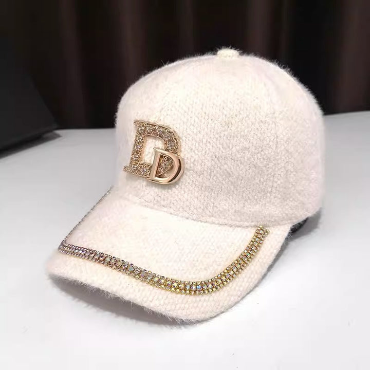 Women's Luxurious Embellished Wool Baseball Cap Bowlift