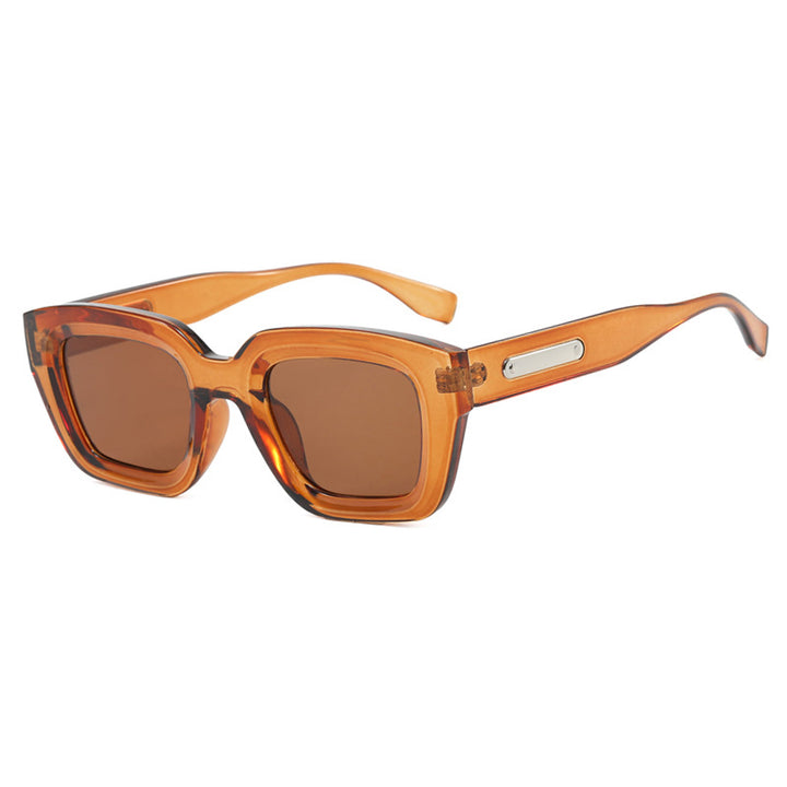 Women's square sunglasses with transparent frame and brown lenses Bowlift