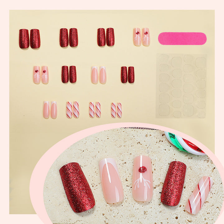 Holiday-Themed Press-On Nail Art Set Bowlift 1788495570