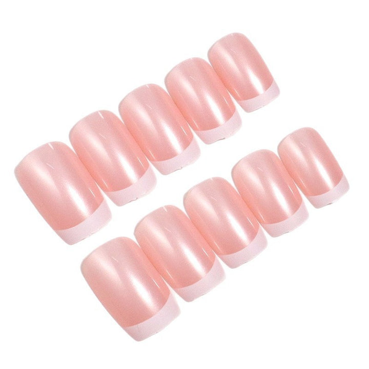 Glossy French Tip Press-On Nail Art Bowlift