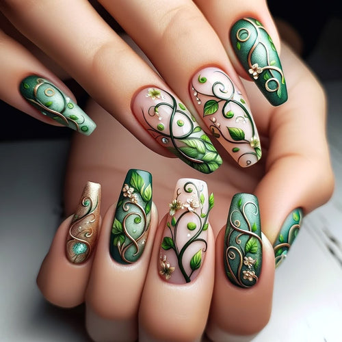 Artificial Nails Set with Floral Designs Bowlift