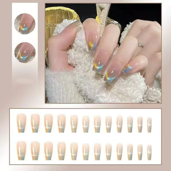 Artificial Nail Set with Modern Gradient Color Bowlift