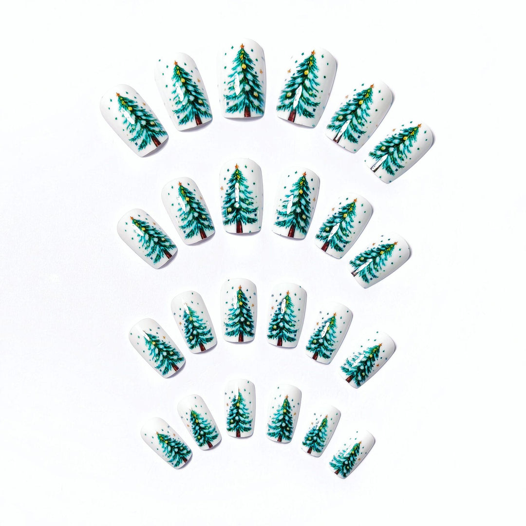 Artificial Nails In Festive Winter Forest Design Bowlift
