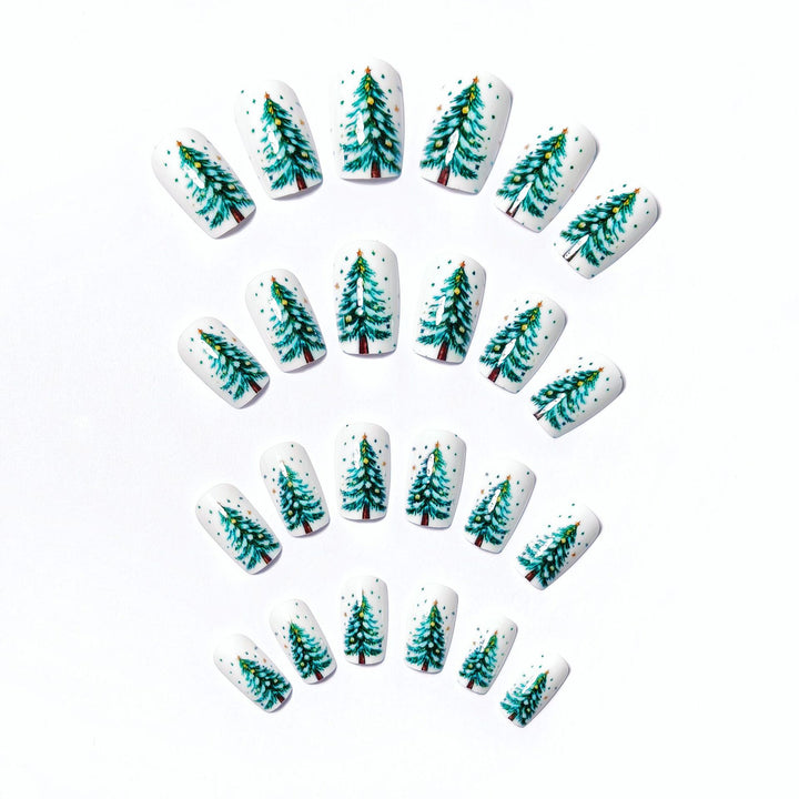 Artificial Nails In Festive Winter Forest Design Bowlift