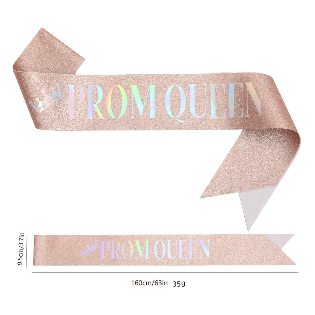 Ladies festive satin sash with holographic print Bowlift