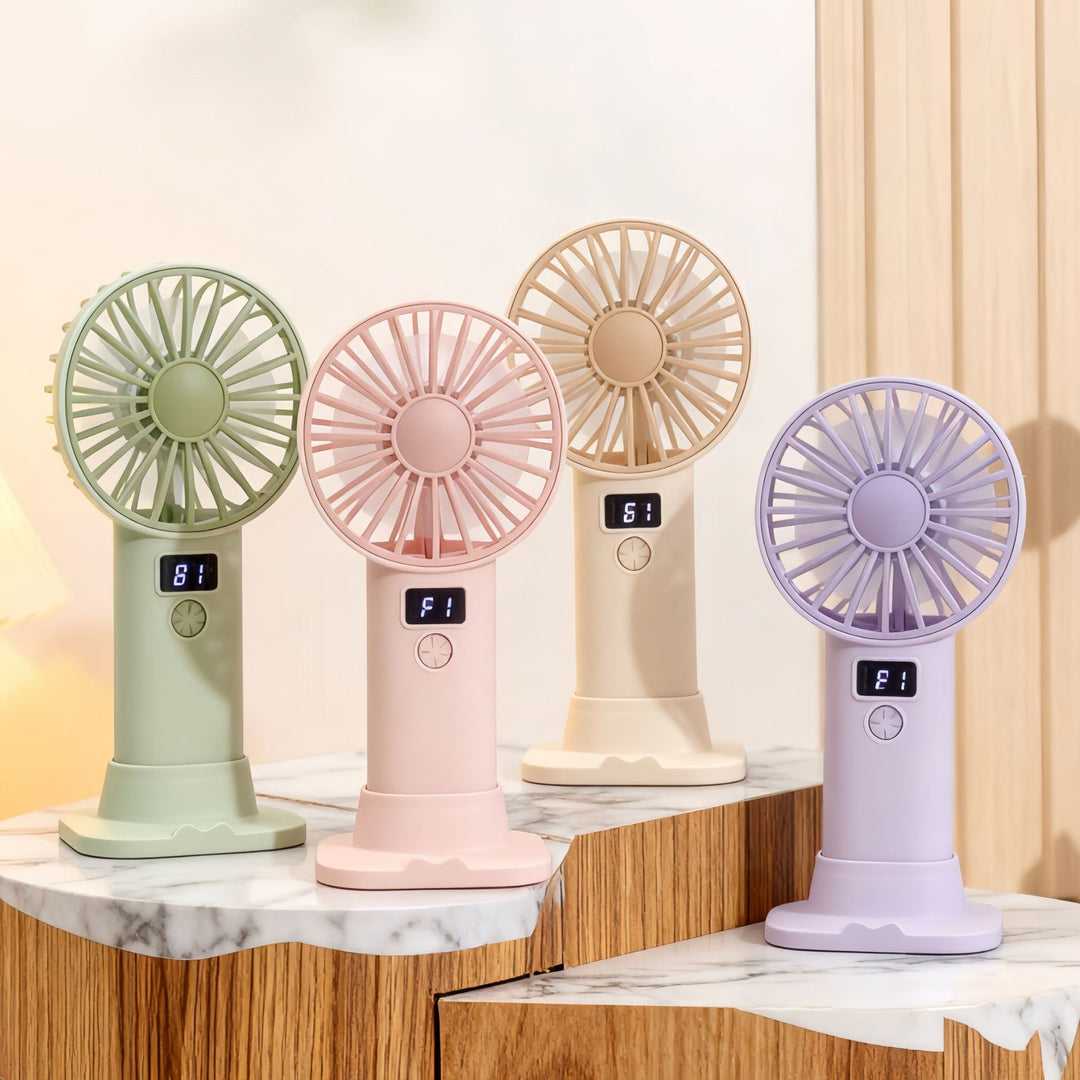 Women Portable Mini Fan with Digital Control and Multiple Speed Levels Bowlift