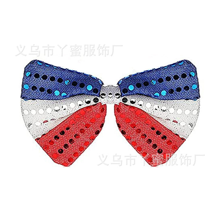 Ladies glittering sequined bow hair clip with metal clip and fabric back Bowlift