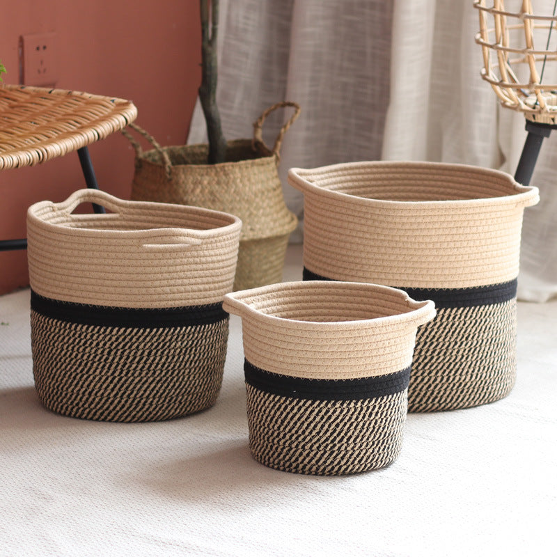 Decorative laundry basket made of woven material Bowlift