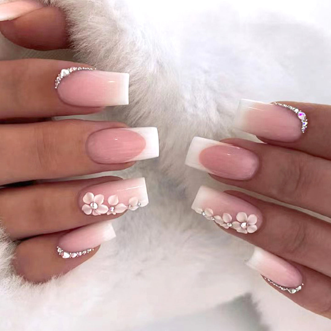 Deluxe Floral Acrylic Press-On Nail Tips Bowlift
