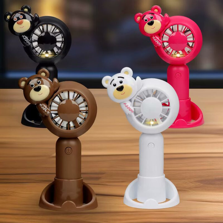 Unisex Portable Handheld Fan with Animal Design and LED Light Function Bowlift