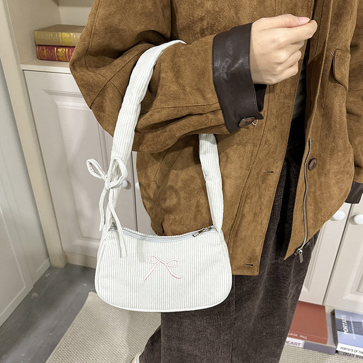 WoElegant Textured Corduroy Crossbody Bag Bowlift