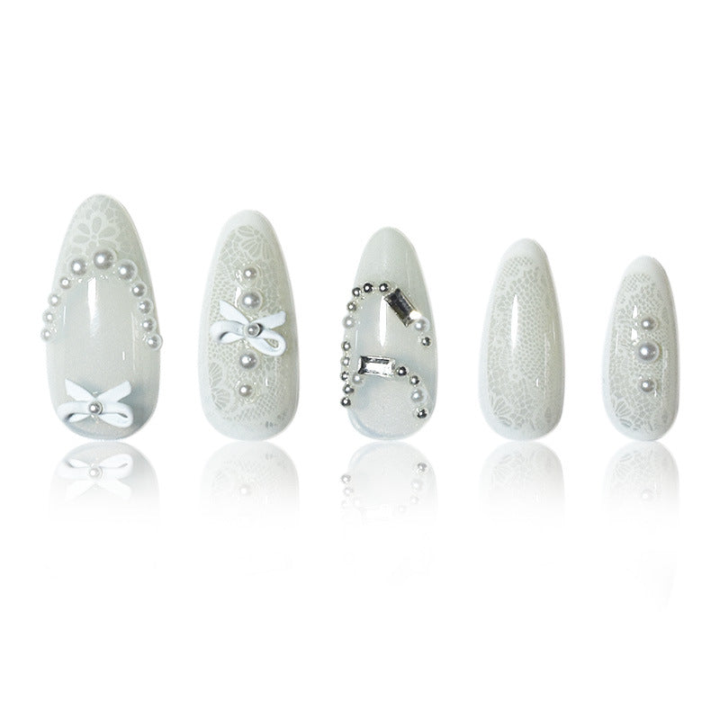 Elegant Lace Design Nail Extensions Bowlift