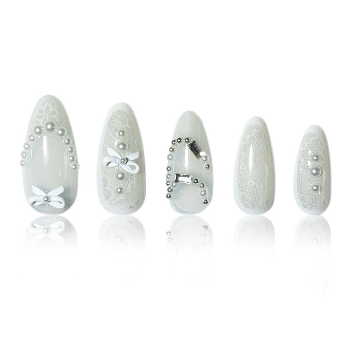 Elegant Lace Design Nail Extensions Bowlift