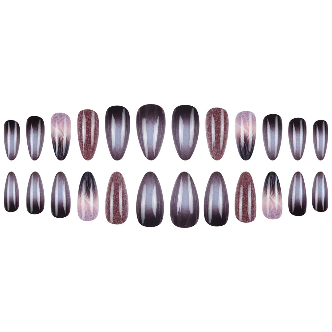 Long Stiletto Press-On Nails with Gradient and Shimmer Effect Bowlift