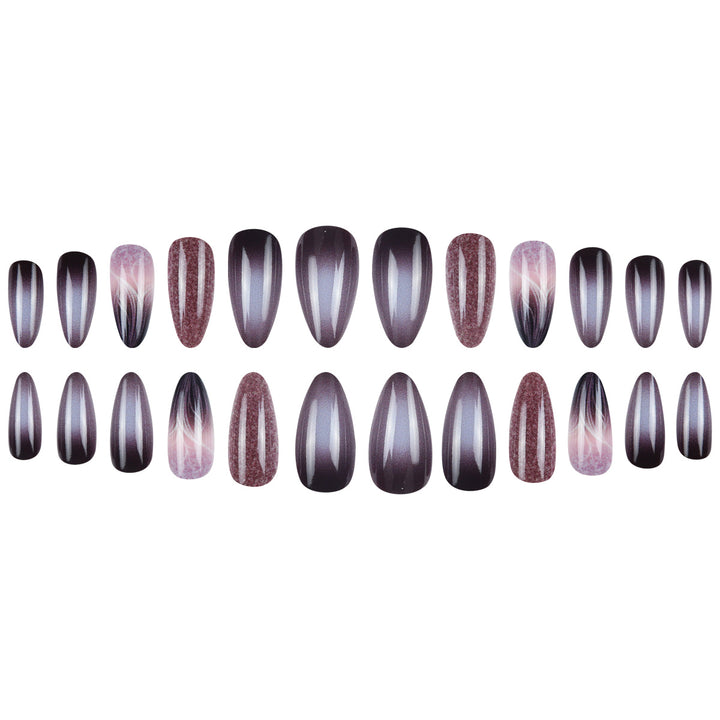 Long Stiletto Press-On Nails with Gradient and Shimmer Effect Bowlift