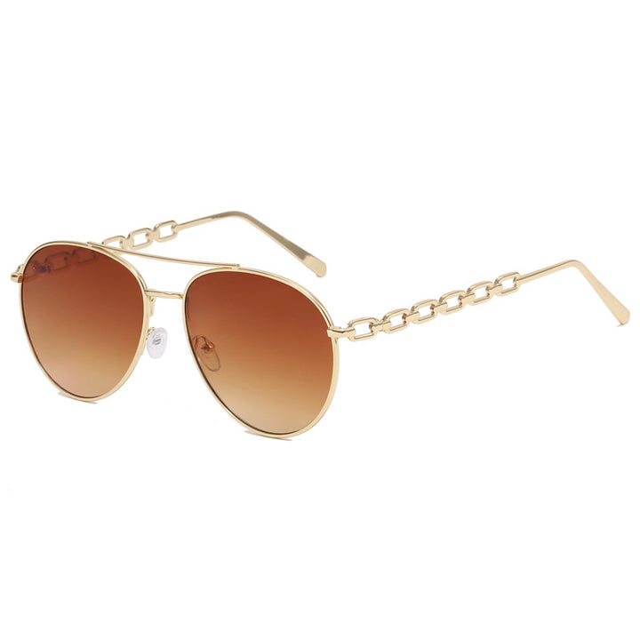 Women's Oversized Sunglasses with Fashionable Chain Frame Bowlift
