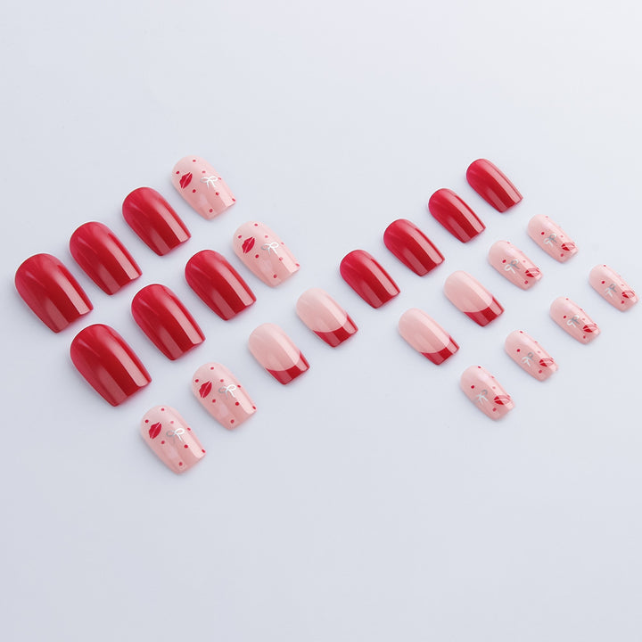Decorative Love-Themed Press-On Nails Bowlift