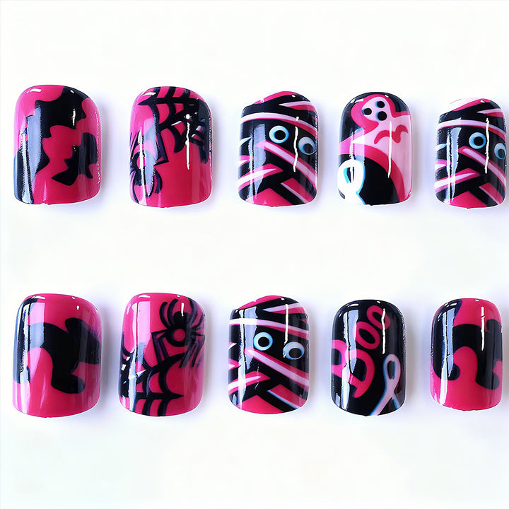 Acrylic nail set with Halloween motif and creative designs Bowlift