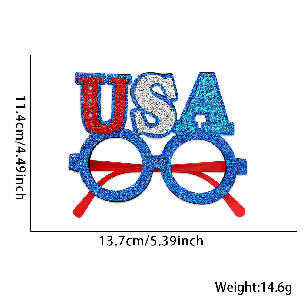 Unisex glitter glasses with USA lettering and round frame party glasses Bowlift