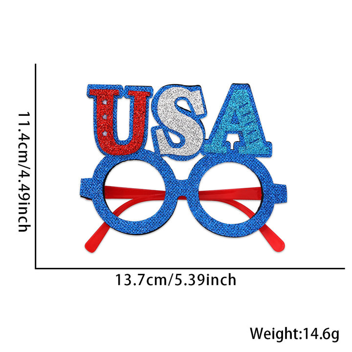 Unisex nan party glasses with USA glitter attachment and round frame Bowlift