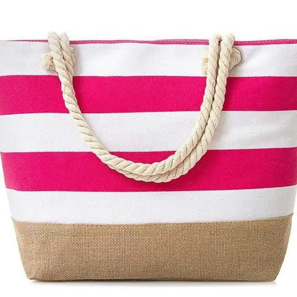 Beach bag with maritime stripes and sturdy rope handles Bowlift
