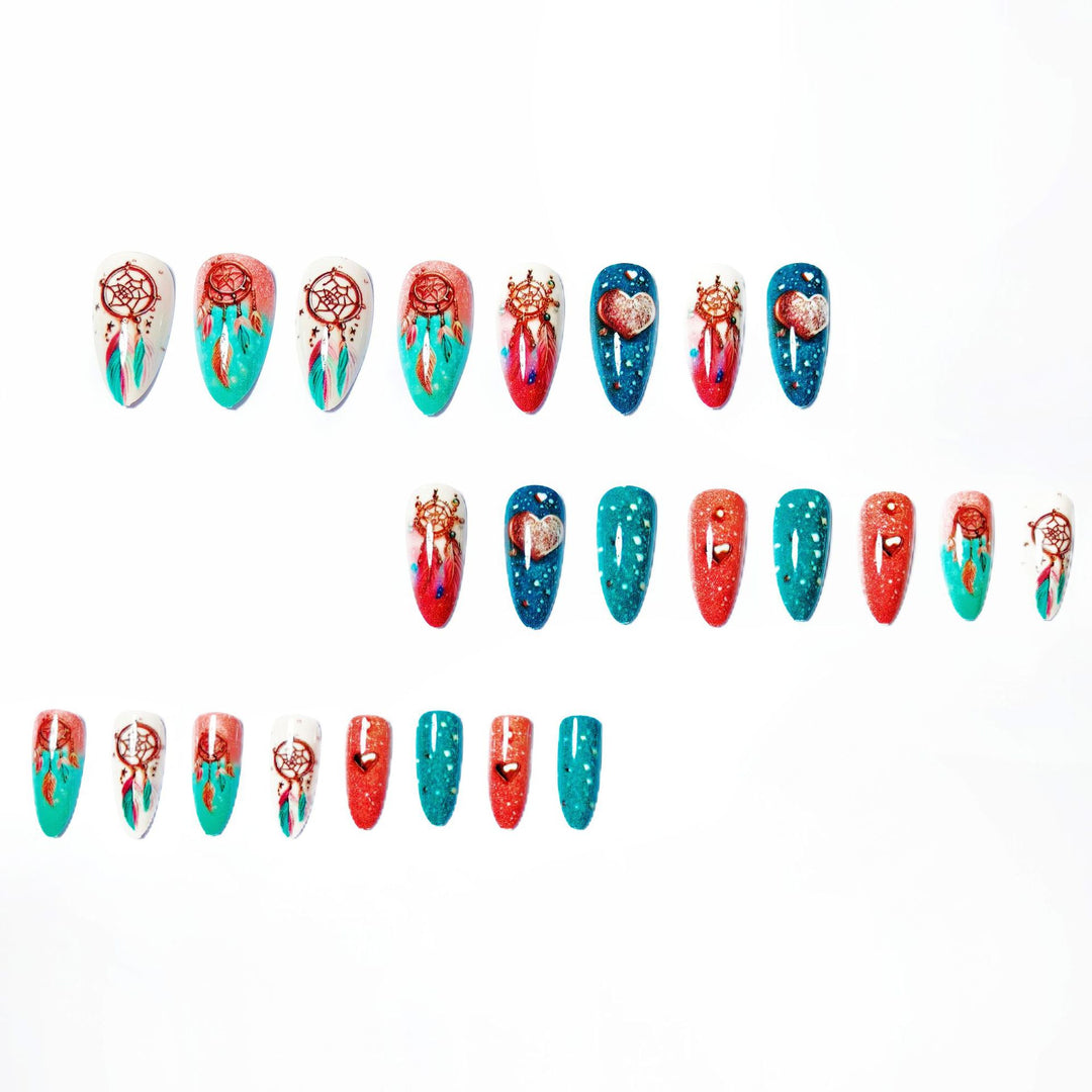 Artificial nails with intricate dreamcatcher design Bowlift