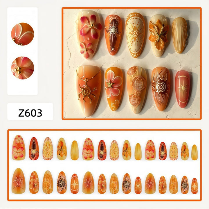Artificial nails with elegant floral design Bowlift