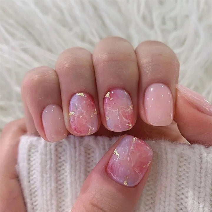 Marbled Gel Press-On Nail Art Bowlift