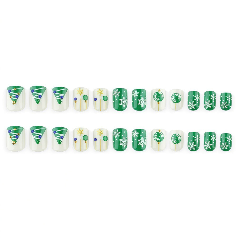 Artificial Nail Set with Festive Winter Design Bowlift